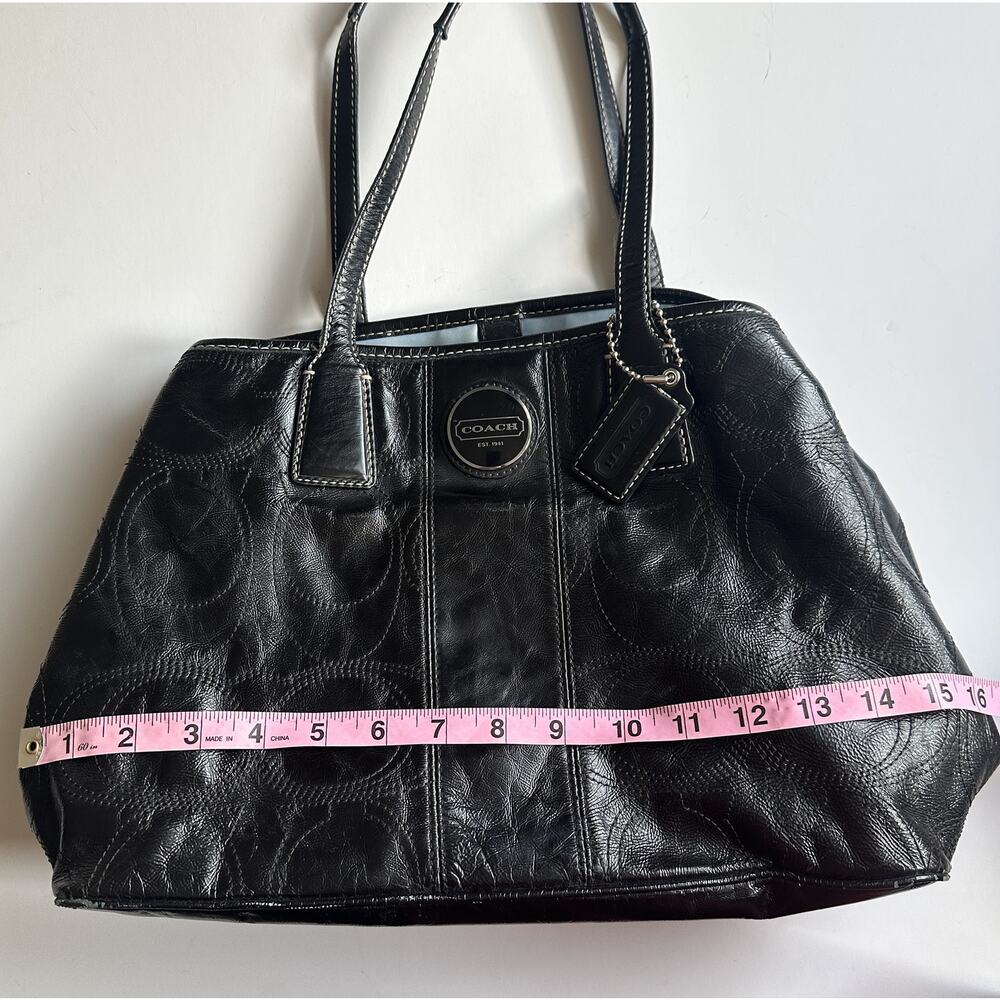 Coach Kisslock Carryall Bag Black Patent Leather Vintage Shoulder Purse F15658 - Picture 9 of 12